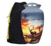 M MEILINXU Grey Deer Urn, Large Cremation Urns for Human Ashes, Forest