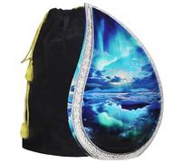 M MEILINXU Large Urn for Ashes for Women, Funeral Cremation Urn for Adult Male, Teardrop Urns for Human Ashes Adult Man & Female, Decorative, Galaxy, Turquoise, Aurora Borealis - Full Size Urns