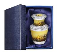 M MEILINXU Mini Urns for Human Ashes, Yellow Butterfly Small Keepsake Urn | Cremation Keepsake for Women and Men, Palm-Sized Memorial for Family Sharing, Gifting, Travel or Keeping a Token at Home