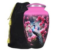 M MEILINXU Pink Peacock Urn for Women, Large Cremation Urn for Human Ashes | Pink Peacock Burial Urn for Women and Men, Floral Memorial for Funeral Services, Family Remembrance, Home or Columbarium