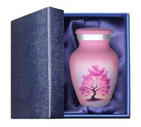 M MEILINXU Small Urns for Human Ashes Keepsake, Mini Urn for Ashes Adult Female & Man, Miniature Decorative Urns for Women, Cremation Container, Pink Sky Cloud and Tree of Life Urn - Little Size