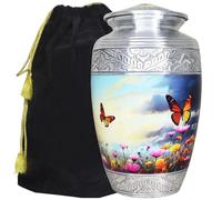 M MEILINXU Urns for Human Ashes Adult Female & Male, Cremation Urn for Ashes for Women & Man, Funeral Decorative Cremation Container, Burial Urn with Butterflies, Flower & Butterfly - Large Full Size