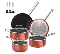 M MELENTA Pots and Pans Set Non Stick, 11 Piece Induction Hob Pan Set, Ceramic Cookware Set Nonstick Cooking Sets with Frying Pans, Saucepan Set, 100% PFOA Free, Copper