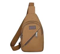 M Men's Canvas Large Capacity Fashionable Casual Shoulder Bag Men's Shoulder Bag (Coffee, One Size)