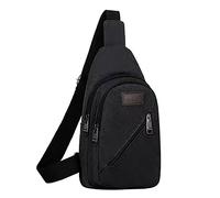M Men's Canvas Large Capacity Fashionable Casual Shoulder Bag Shoulder Tote Bag (Black, One Size)