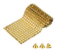 M METERXITY 0.5 Yard Sew Stitch on Spikes Stud Cone 12Rows Plastic Gold Spike Rivet with Flat Back Punk Rock Trim Mesh Bead for DIY Crafts/Clothes/Shoes/Bags