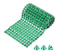 M METERXITY 0.5 Yard Sew Stitch on Spikes Stud Cone 12Rows Plastic Grass Green Spike Rivet with Flat Back Punk Rock Trim Mesh Bead for DIY Crafts/Clothes/Shoes/Bags