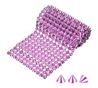 M METERXITY 0.5 Yard Sew Stitch on Spikes Stud Cone 12Rows Plastic Pink Spike Rivet with Flat Back Punk Rock Trim Mesh Bead for DIY Crafts/Clothes/Shoes/Bags