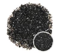 M METERXITY 1.1lb/500g Assorted Tumbled Chips Stone, 5-7 mm Crushed Crystal Quartz Pieces for Vases Filler/Aquarium/Succulent Plants Decor, Irregular Shaped Stones [Black]