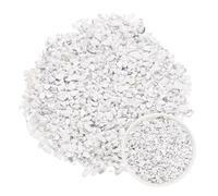 M METERXITY 1.1lb/500g Assorted Tumbled Chips Stone, 5-7 mm Crushed Crystal Quartz Pieces for Vases Filler/Aquarium/Succulent Plants Decor, Irregular Shaped Stones [White]