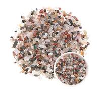 M METERXITY 1.1lb/500g Assorted Tumbled Chips Stone, 5-7 mm Crushed Crystal Quartz Pieces for Vases Filler/Aquarium/Succulent Plants Decor, Irregular Shaped Stones [Multicolor]