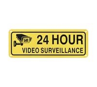 M METERXITY 1-Pack 24 Hour Video Surveillance Sign, 10" x 3.5" Reflective UV Protected Waterproof Security Camera Sign for House/Business/CCTV[Yellow+Black]