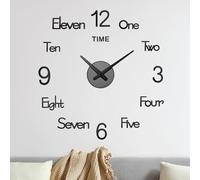 M METERXITY 1-Pack 3D DIY Wall Clock,28 Inch Modern Frameless Silent Clock Decor with Number Sticker for Living Room/Office/Home/Surface Wall Decor [Black]