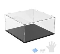 M METERXITY 1-Pack Acrylic Display Case, 11.8x11.8x5.9 Inch/30x30x15cm Acrylic Clear Display Case Box with Black Wooden Base for Collectibles, Dustproof Showcase [Black, Clear]
