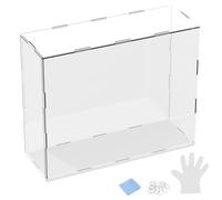 M METERXITY 1-Pack Acrylic Display Case, 11.8x3.9x9.8 Inch/30x10x25cm Acrylic Clear Display Case Box with Black Wooden Base for Collectibles, Dustproof Showcase [White, Clear]