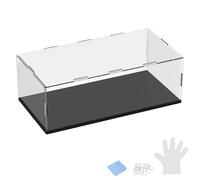 M METERXITY 1-Pack Acrylic Display Case, 11.8x5.9x3.9 Inch/30x15x10cm Acrylic Clear Display Case Box with Black Wooden Base for Collectibles, Dustproof Showcase [Black, Clear]