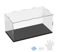 M METERXITY 1-Pack Acrylic Display Case, 11.8x5.9x5.9 Inch/30x15x15cm Acrylic Clear Display Case Box with Black Wooden Base for Collectibles, Dustproof Showcase [Black, Clear]