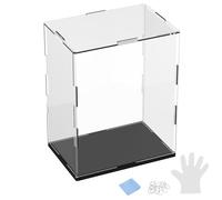 M METERXITY 1-Pack Acrylic Display Case, 5.9x3.9x9.9 Inch/15x10x20cm Acrylic Clear Display Case Box with Black Wooden Base for Collectibles, Dustproof Showcase [Black, Clear]
