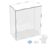 M METERXITY 1-Pack Acrylic Display Case, 7.9x3.9x9.8 Inch/20x10x25cm Acrylic Clear Display Case Box with Black Wooden Base for Collectibles, Dustproof Showcase [White, Clear]