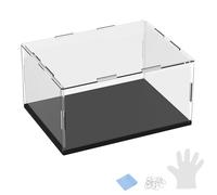 M METERXITY 1-Pack Acrylic Display Case, 7.9x5.9x3.9 Inch/20x15x10cm Acrylic Clear Display Case Box with Black Wooden Base for Collectibles, Dustproof Showcase [Black, Clear]
