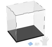 M METERXITY 1-Pack Acrylic Display Case, 7.9x5.9x7.9 Inch/20x15x20cm Acrylic Clear Display Case Box with Black Wooden Base for Collectibles, Dustproof Showcase [Black, Clear]