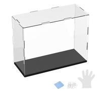 M METERXITY 1-Pack Acrylic Display Case, 9.8x3.9x7.9 Inch/25x10x20cm Acrylic Clear Display Case Box with Black Wooden Base for Collectibles, Dustproof Showcase [Black, Clear]