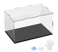 M METERXITY 1-Pack Acrylic Display Case, 9.8x5.9x5.9 Inch/25x15x15cm Acrylic Clear Display Case Box with Black Wooden Base for Collectibles, Dustproof Showcase [Black, Clear]