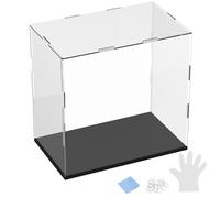 M METERXITY 1-Pack Acrylic Display Case, 9.8x5.9x9.8 Inch/25x15x25cm Acrylic Clear Display Case Box with Black Wooden Base for Collectibles, Dustproof Showcase [Black, Clear]