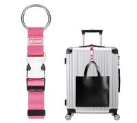 M METERXITY 1-Pack Add A Bag Luggage Strap, Adjustable Suitcase Belt for Connecting Luggage/Backpack/Jacket, Carry Strap with Ring Buckle [Red]