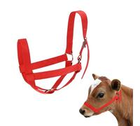 M METERXITY 1-Pack Adjustable Cattle Cow Calf Halter, 13.78"-17.7" Nylon Livestock Cow Halter for Miniature Horse/Donkey/Goat/Cattle [Red]