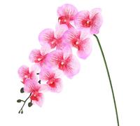 M METERXITY 1-Pack Artificial Orchid Flowers 9 Large Petals 37 Inch Faux Phalaenopsis Silk Bouquets Real Touch Rose Red White Fake Orchids for Home/Wedding/Christmas/Party/Garden Office