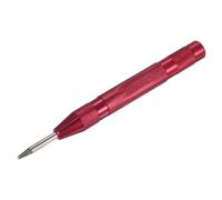 M METERXITY 1-Pack Automatic Center Punch, 133mm High Speed Steels Spring Loaded Nail Punch Tool for Steel Plate/Wooden Board/Glass, Adjustable Impact Punch Window Breaker Tool [Red]