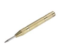 M METERXITY 1-Pack Automatic Center Punch, 133mm High Speed Steels Spring Loaded Nail Punch Tool for Steel Plate/Wooden Board/Glass, Adjustable Impact Punch Window Breaker Tool [Gold Tone]