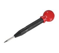 M METERXITY 1-Pack Automatic Center Punch, 133mm HSS Spring Loaded Nail Punch with Palm Cushion Cap for Steel Plate/Wooden Board/Glass, Adjustable Impact Punch Window Breaker Tool [Black]
