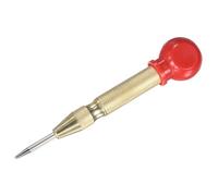 M METERXITY 1-Pack Automatic Center Punch, 133mm HSS Spring Loaded Nail Punch with Palm Cushion Cap for Steel Plate/Wooden Board/Glass, Adjustable Impact Punch Window Breaker Tool [Gold Tone]