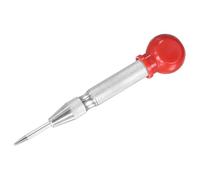 M METERXITY 1-Pack Automatic Center Punch, 133mm HSS Spring Loaded Nail Punch with Palm Cushion Cap for Steel Plate/Wooden Board/Glass, Adjustable Impact Punch Window Breaker [Silver Tone]