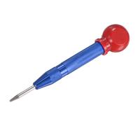 M METERXITY 1-Pack Automatic Center Punch, 133mm HSS Spring Loaded Nail Punch with Palm Cushion Cap for Steel Plate/Wooden Board/Glass, Adjustable Impact Punch Window Breaker Tool [Blue]