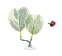 M METERXITY 1-Pack Betta Fish Leaf Pad, Hammock Plant Leaf Pad, Realistic Resting Fish Rest Bed for Fish Tank Decorations/Aquarium Accessories [Light Green and White, Grape Leaves-Shaped]