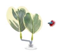 M METERXITY 1-Pack Betta Fish Leaf Pad, Hammock Plant Leaf Pad, Realistic Resting Fish Rest Bed for Fish Tank Decorations/Aquarium Accessories/Breeding [Green and White, Grape Leaves-Shaped]