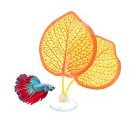 M METERXITY 1-Pack Betta Fish Leaf Pad Plastic, Simulating the Natural Habitat Betta Fish Hammock with Suction Cup for Fish Spawning Ground/Tank Decorations [Fittonia-Shaped,Orange]