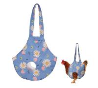 M METERXITY 1-Pack Chicken Carrying Bag, 14.76 Inch Linen Chicken Holder Sling Bag with Handle for Hens Rooster Transport/Traveling/Driving, Poultry Purse Carrier [Blue]