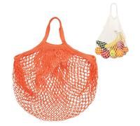M METERXITY 1-Pack Cotton Mesh Bag, Reusable Washable Mesh Net String Grocery Bags, Reusable Produce Bags with Handle, Net Tote Bag for Fruits/Vegetables Shopping [Orange, Short Handle]