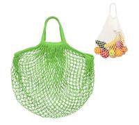 M METERXITY 1-Pack Cotton Mesh Bag, Reusable Washable Mesh Net String Grocery Bags, Reusable Produce Bags with Handle, Net Tote Bag for Fruits/Vegetables Shopping [Green, Short Handle]