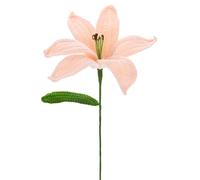 M METERXITY 1-Pack Crochet Flowers, Knitted Artificial Wool Lily for Mother's Day/Wedding/Birthday/DIY Decor, Handmade Knitted Flowers [Light Pink]