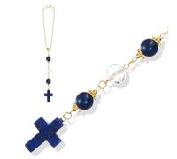 M METERXITY 1-Pack Crystal Cross for Car Mirror Hanging Sun Catcher Rearview Mirror Pendant Cross Crystal Decoration Charm for Car/Home/Christian/Party 8.7 Inch[Dark Blue]