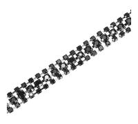 M METERXITY 1-Pack Crystal Rhinestone Close Chain Trim, 3 Rows 1 Yard Dress Embellishments, Sparkly Diamond Strips Applique Embellishment for Craft/Sewing/Wedding[Black-Based Transparent Grey]
