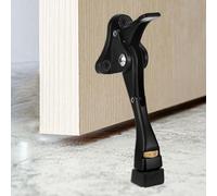 M METERXITY 1-Pack Door Stoppers, 4 Inch Aluminum Alloy Kick Down Door Stop with Adjustable Height for Living Room/Bedroom/Bathroom, Doorstop Holder [Black]