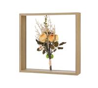 M METERXITY 1-Pack Dried Flower Frame, 10 x 10 Inch Double Acrylic Wooden Dried Flower Photo Floating Frame for Tabletop/DIY/Handicrafts [Wood Color]