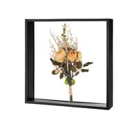 M METERXITY 1-Pack Dried Flower Frame, 12 x 12 Inch Double Acrylic Wooden Dried Flower Photo Floating Frame for Tabletop/DIY/Handicrafts [Black]