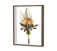 M METERXITY 1-Pack Dried Flower Frame, 12 x 16 Inch Double Acrylic Wooden Dried Flower Photo Floating Frame for Tabletop/DIY/Handicrafts [Coffee]